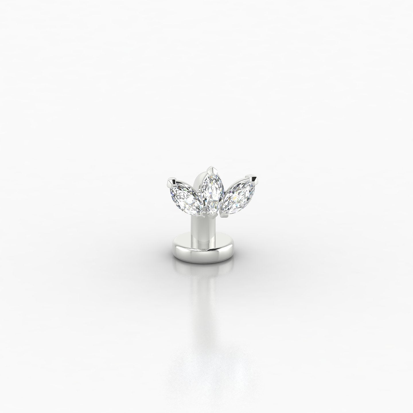 Maia | 18k White Gold 8 mm 6 mm Lotus Diamond Floating Navel Piercing
