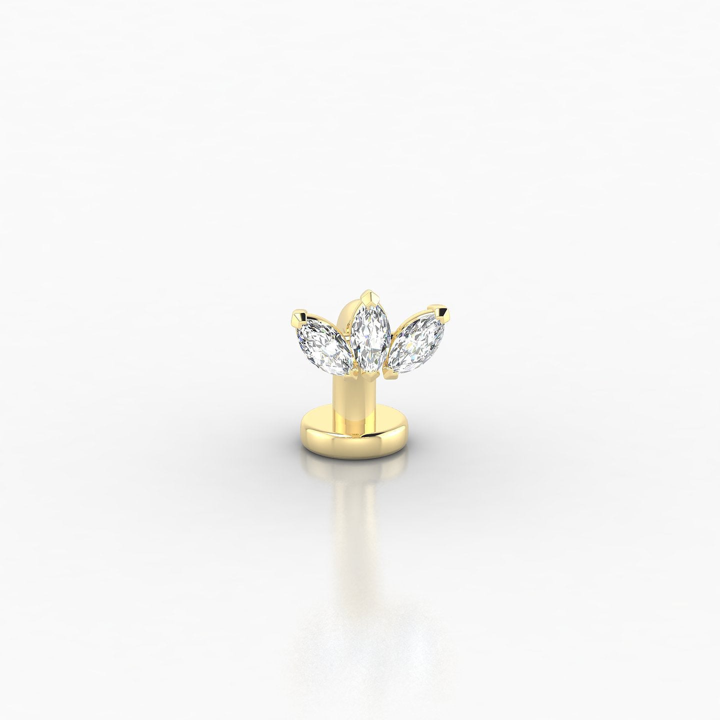 Maia | 18k Yellow Gold 8 mm 6 mm Lotus Diamond Floating Navel Piercing