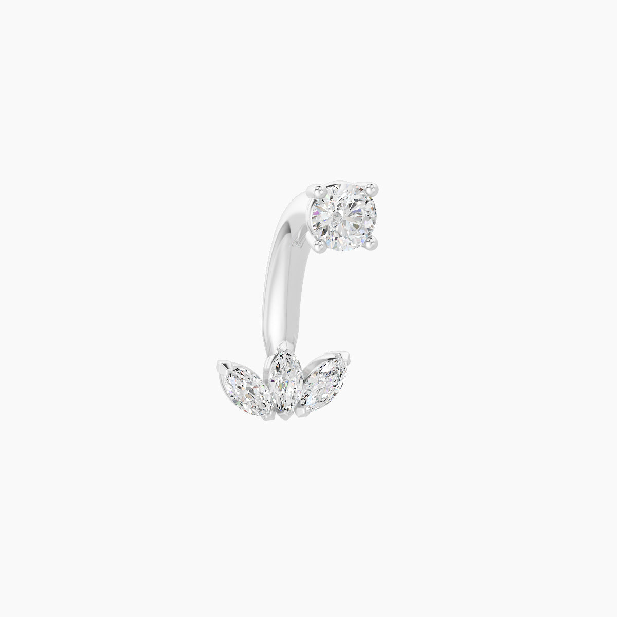 Maia | 18k White Gold 6 mm 8 mm Lotus Diamond Navel Piercing