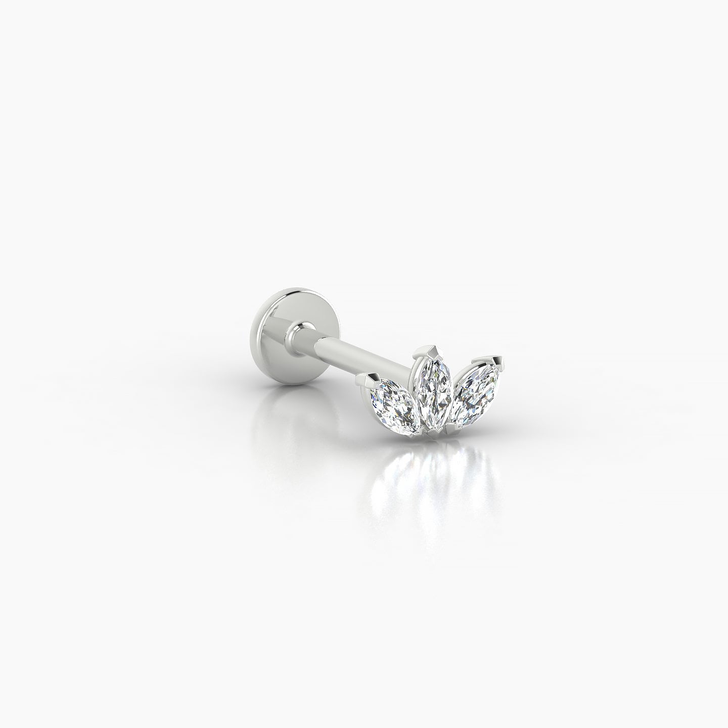 Maia | 18k White Gold 6 mm 8 mm Lotus Diamond Nostril Piercing