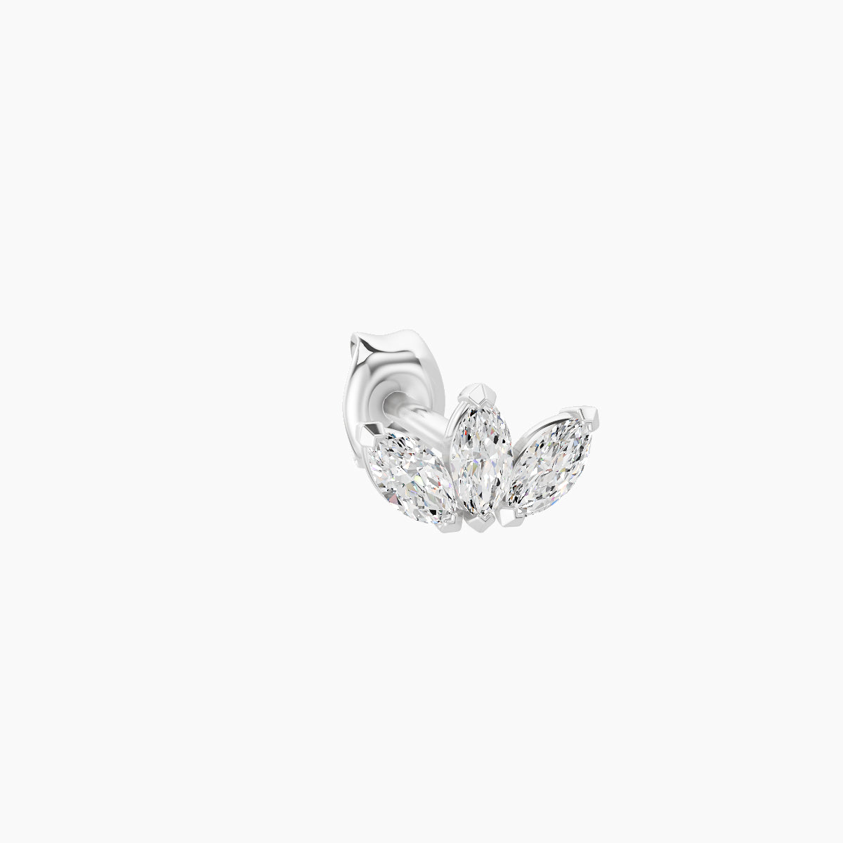 Maia | 18k White Gold 6 mm Lotus Diamond Earring