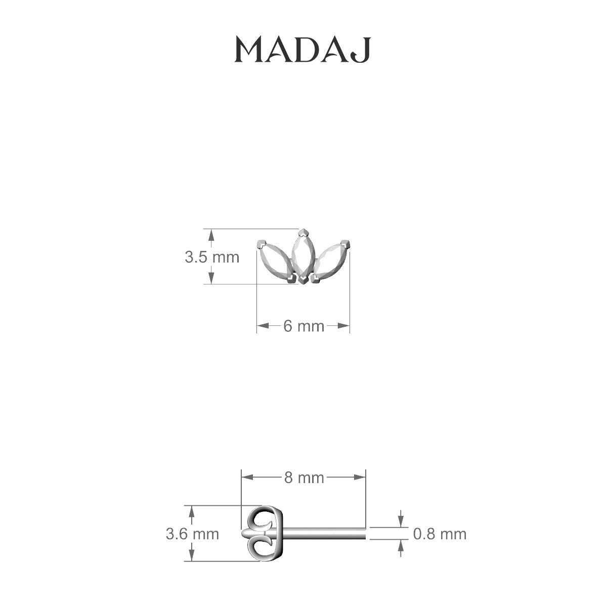 Maia | 18k White Gold 6 mm Lotus Diamond Earring