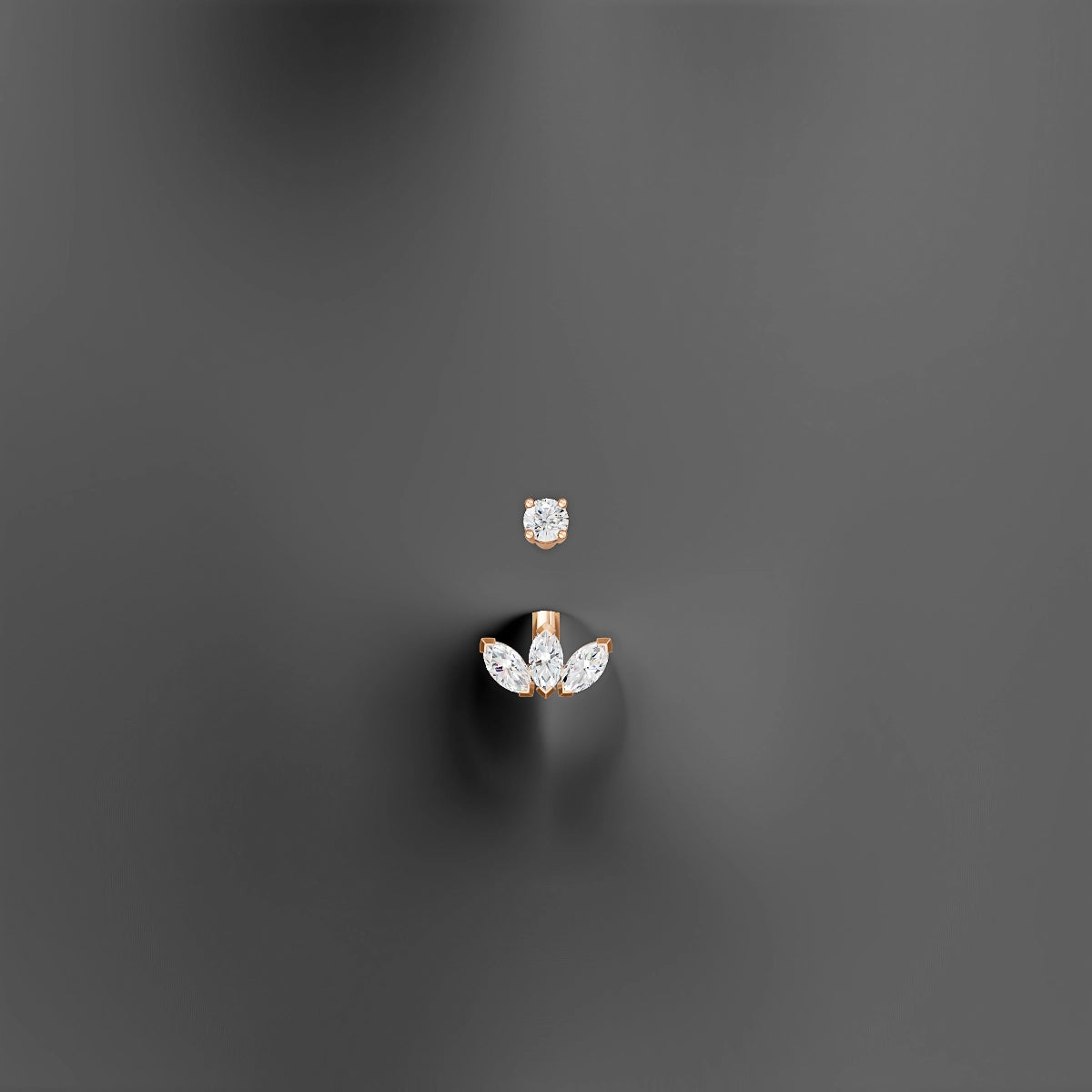 Maia | 18k Rose Gold 8 mm 10 mm Lotus Diamond Belly Piercing