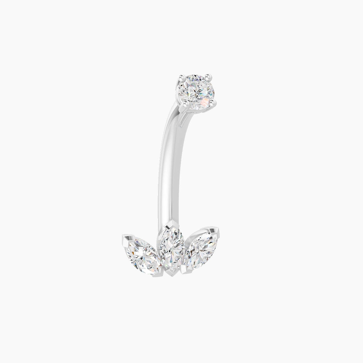 Maia | 18k White Gold 8 mm 10 mm Lotus Diamond Belly Piercing