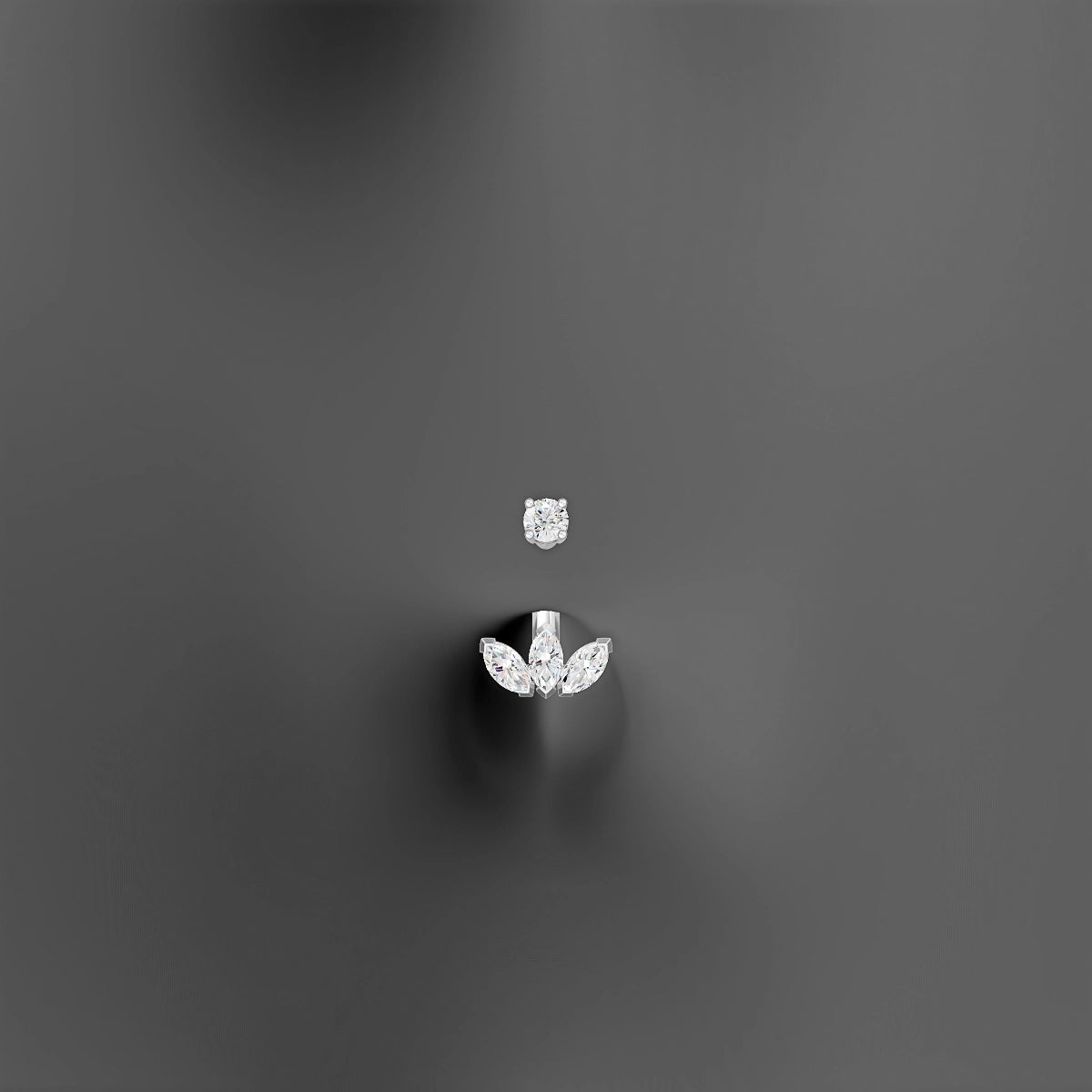 Maia | 18k White Gold 8 mm 10 mm Lotus Diamond Belly Piercing