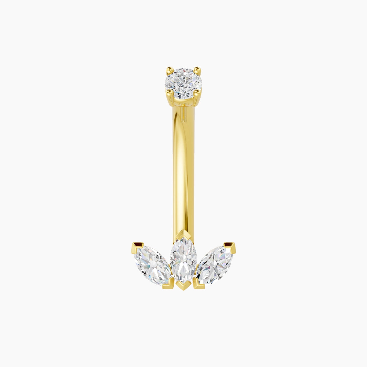 Maia | 18k Yellow Gold 8 mm 10 mm Lotus Diamond Belly Piercing