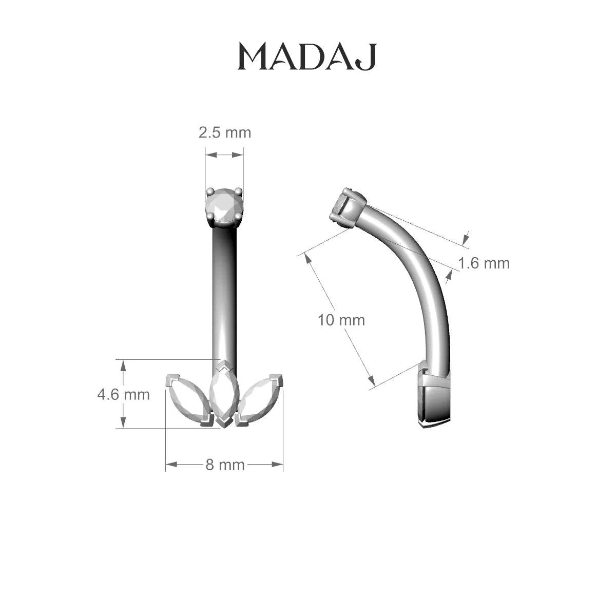 Maia | 18k Rose Gold 8 mm 10 mm Lotus Diamond Belly Piercing