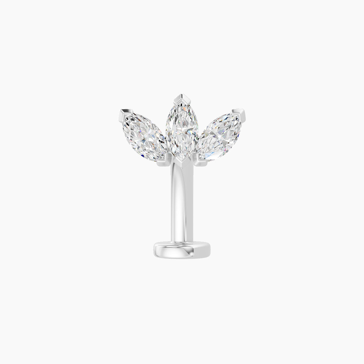 Maia | 18k White Gold 8 mm 10 mm Lotus Diamond Floating Navel Piercing
