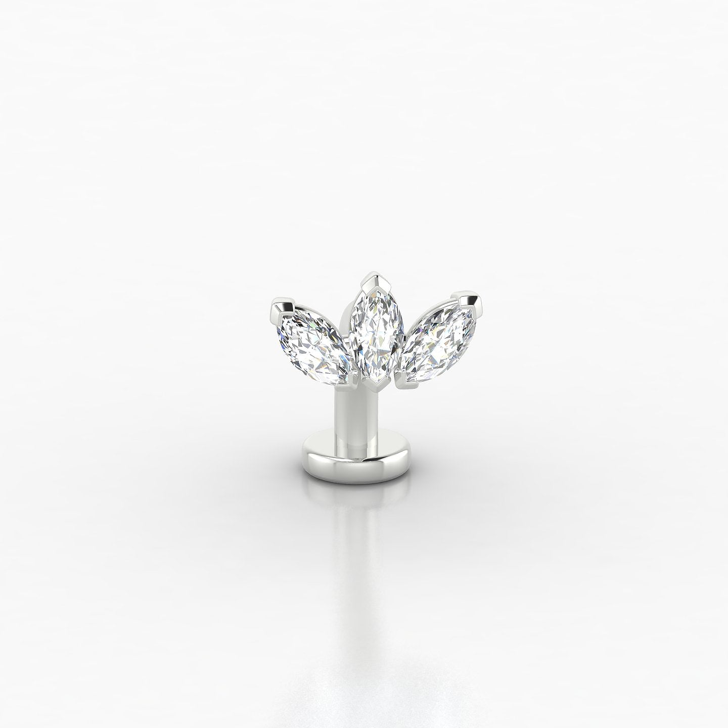 Maia | 18k White Gold 10 mm 8 mm Lotus Diamond Floating Navel Piercing