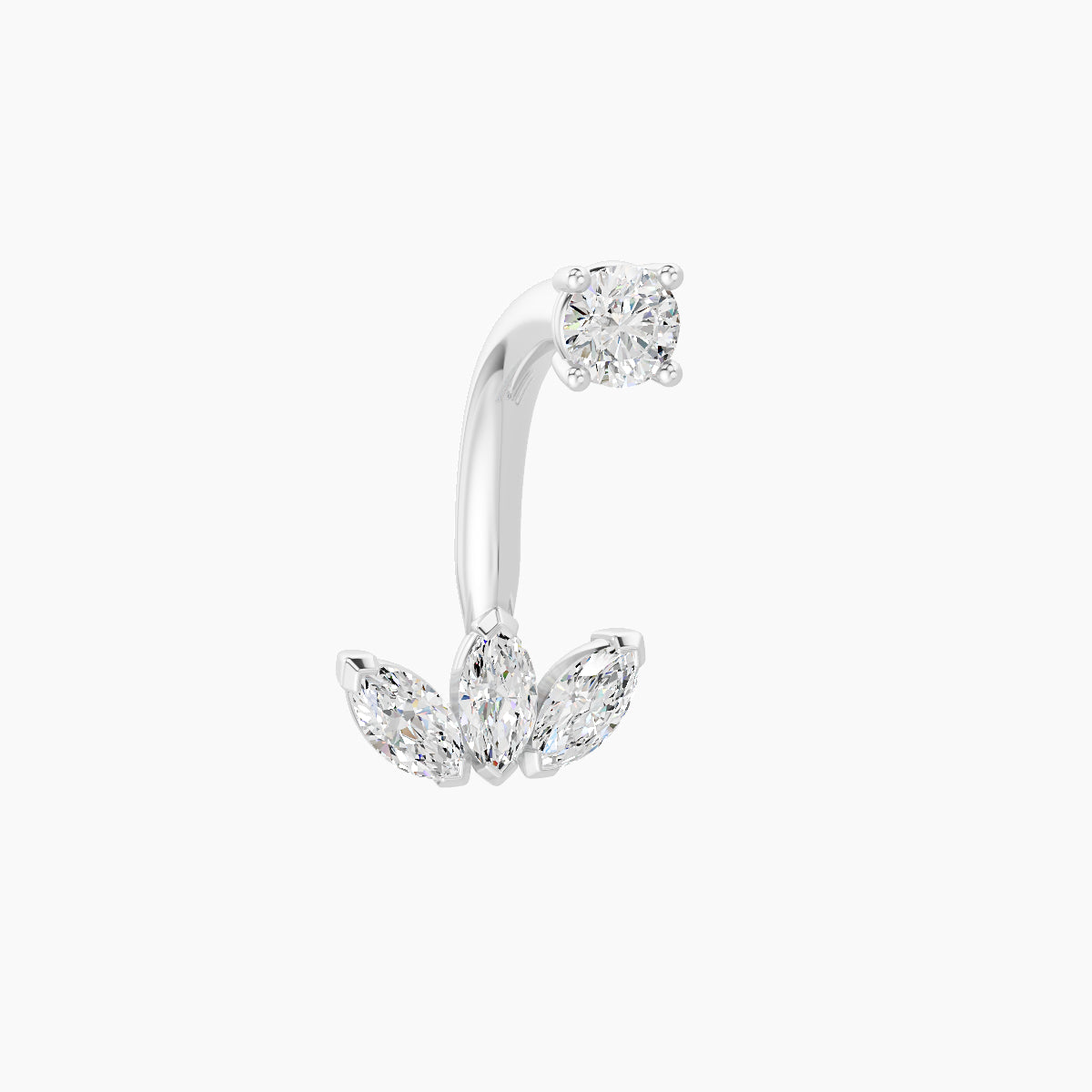 Maia | 18k White Gold 8 mm 10 mm Lotus Diamond Navel Piercing