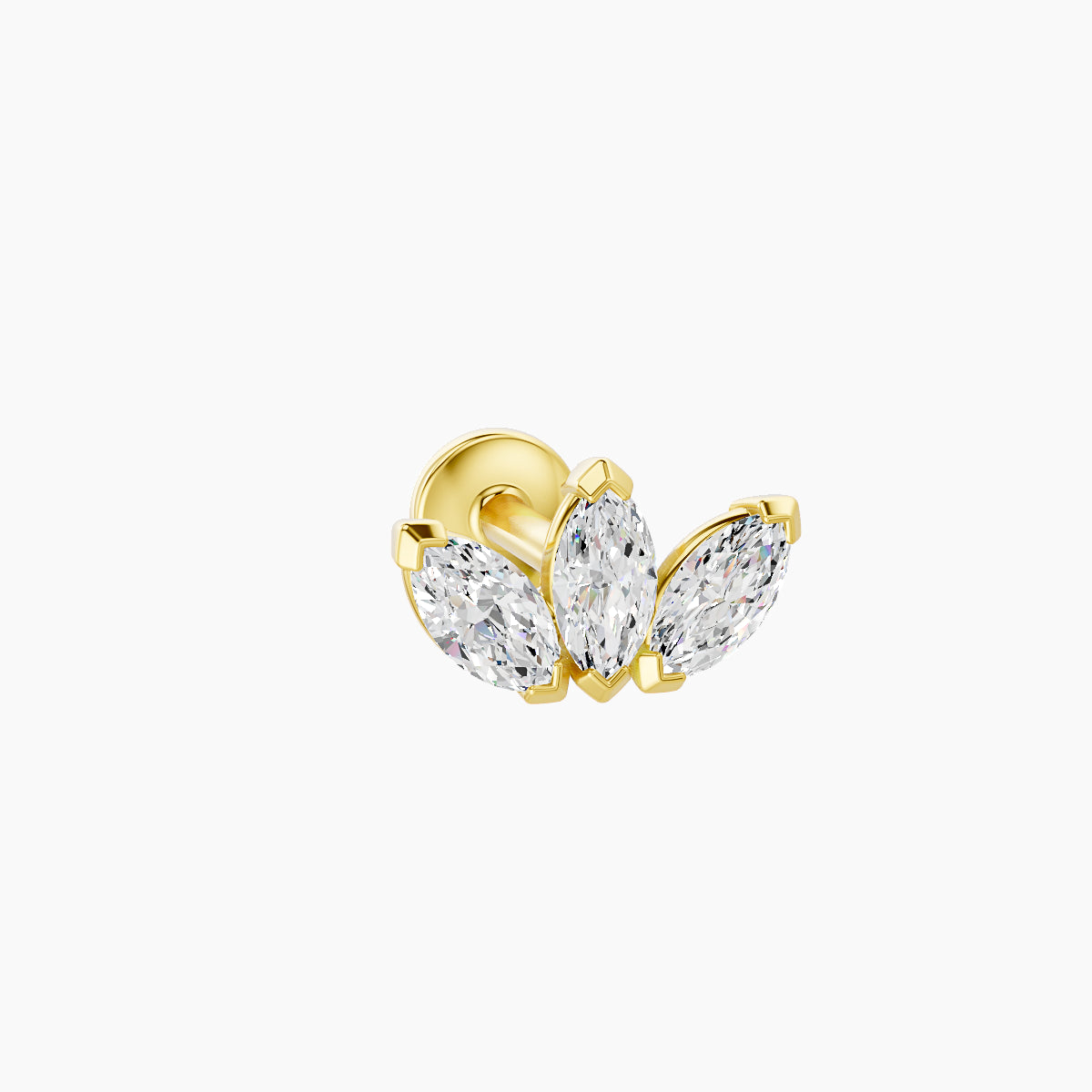 Maia | 18k Yellow Gold 8 mm 5 mm Lotus Diamond Nose Piercing
