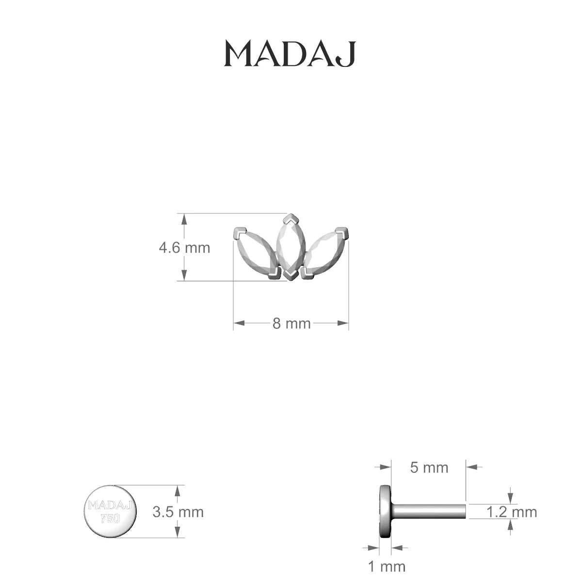 Maia | 18k Rose Gold 8 mm 5 mm Lotus Diamond Piercing