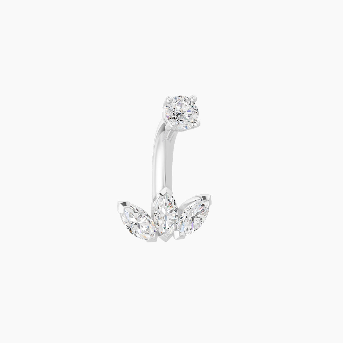 Maia | 18k White Gold 8 mm 6 mm Lotus Diamond Belly Piercing