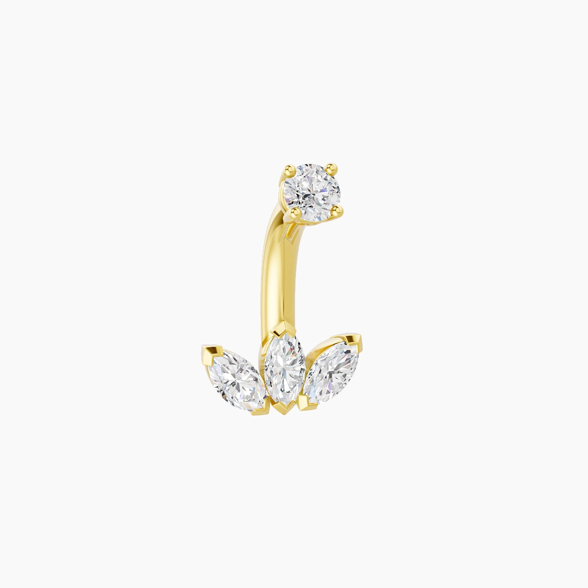 Maia | 18k Yellow Gold 8 mm 6 mm Lotus Diamond Belly Piercing
