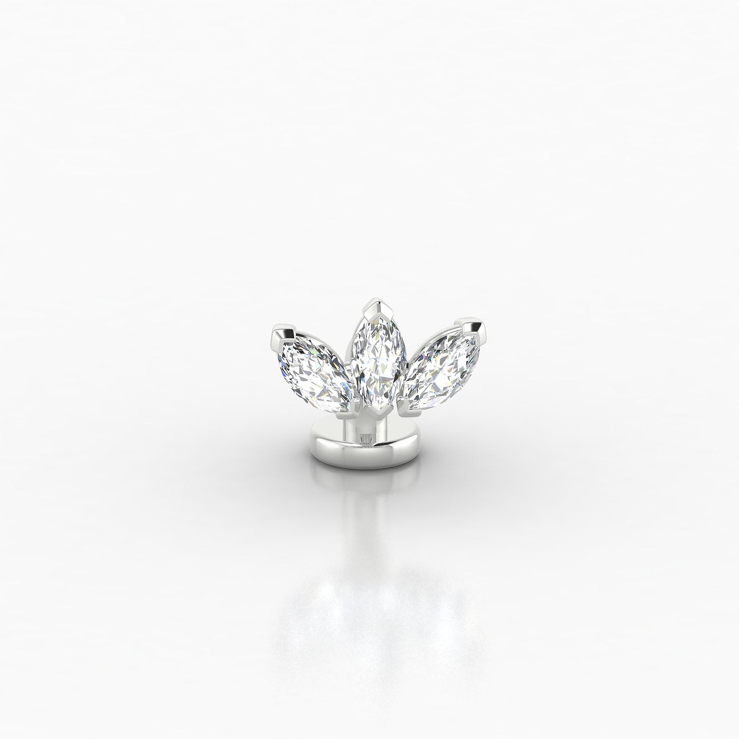 Maia | 18k White Gold 6 mm 8 mm Lotus Diamond Floating Navel Piercing
