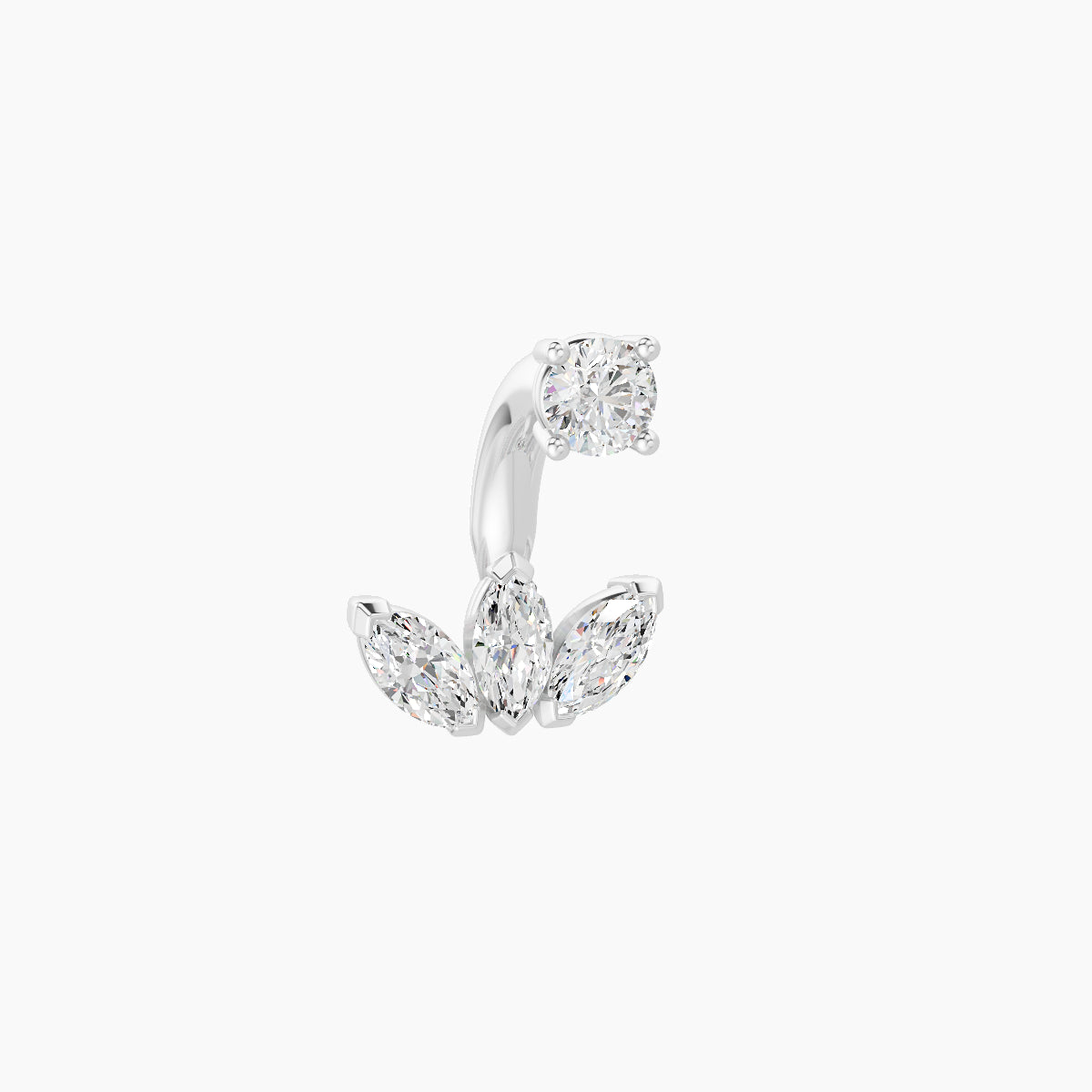 Maia | 18k White Gold 8 mm 6 mm Lotus Diamond Navel Piercing