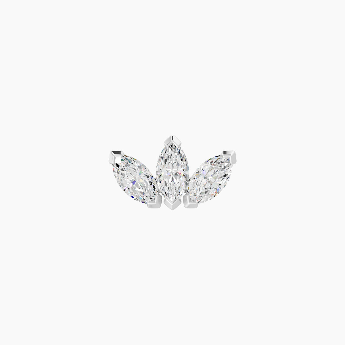 Maia | 18k White Gold 8 mm 6.5 mm Lotus Diamond Nose Piercing