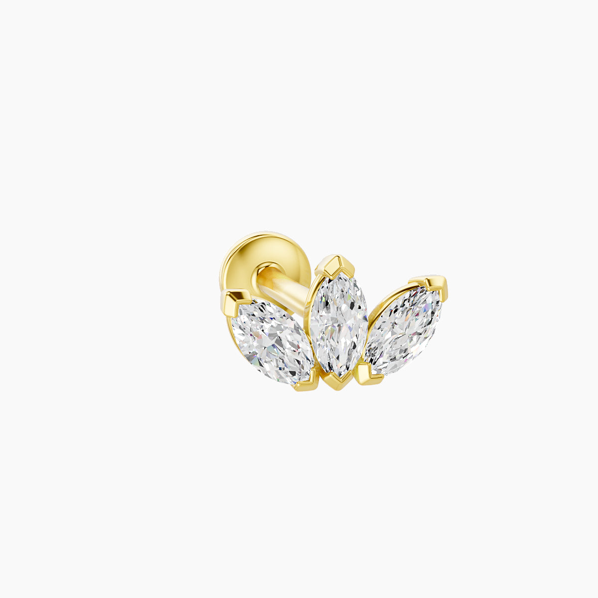 Maia | 18k Yellow Gold 8 mm 6.5 mm Lotus Diamond Nose Piercing