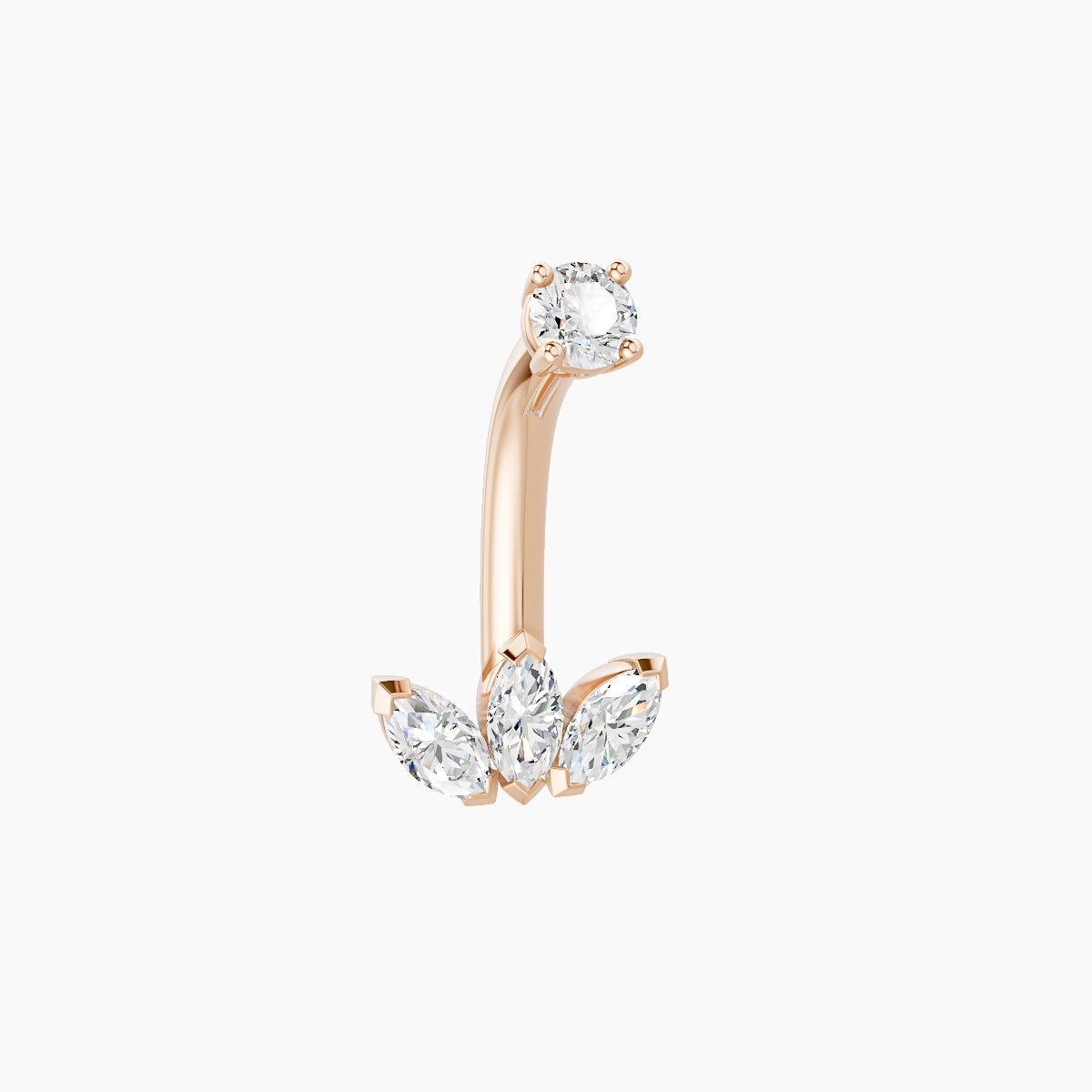 Maia | 18k Rose Gold 8 mm 8 mm Lotus Diamond Belly Piercing