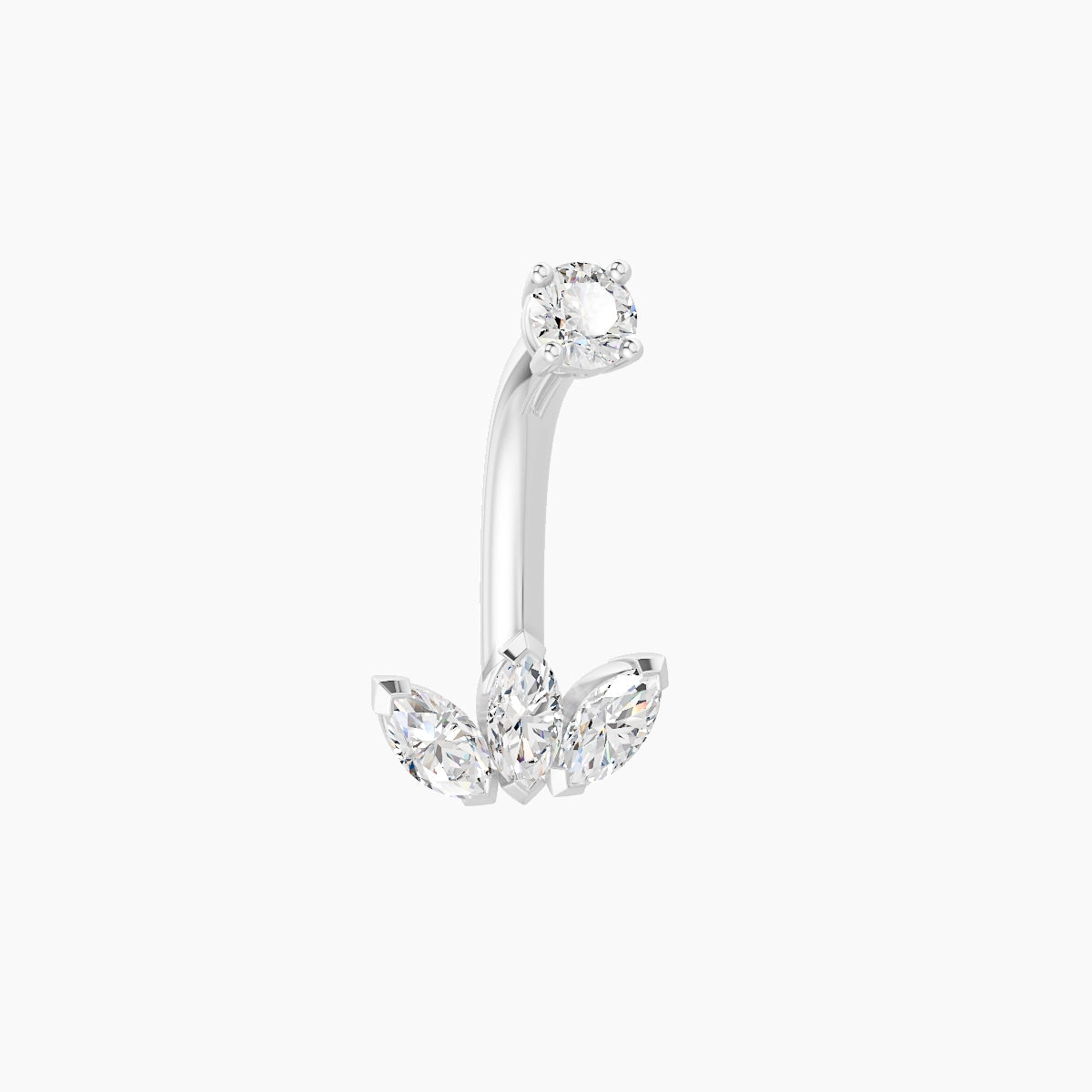 Maia | 18k White Gold 8 mm 8 mm Lotus Diamond Belly Piercing