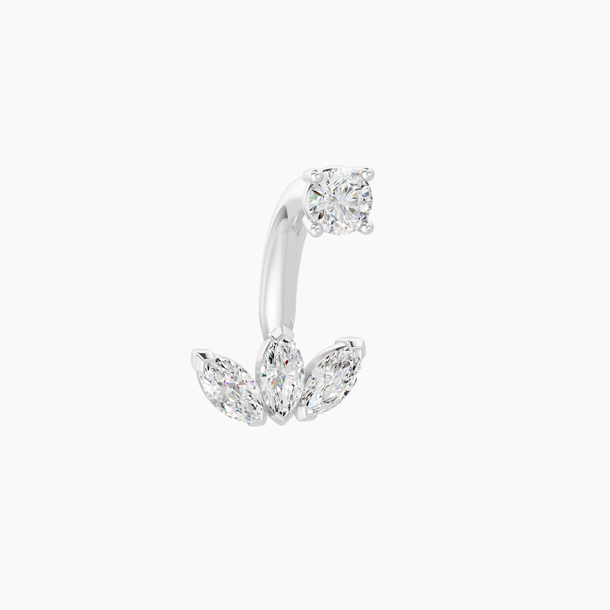 Maia | 18k White Gold 8 mm 8 mm Lotus Diamond Navel Piercing