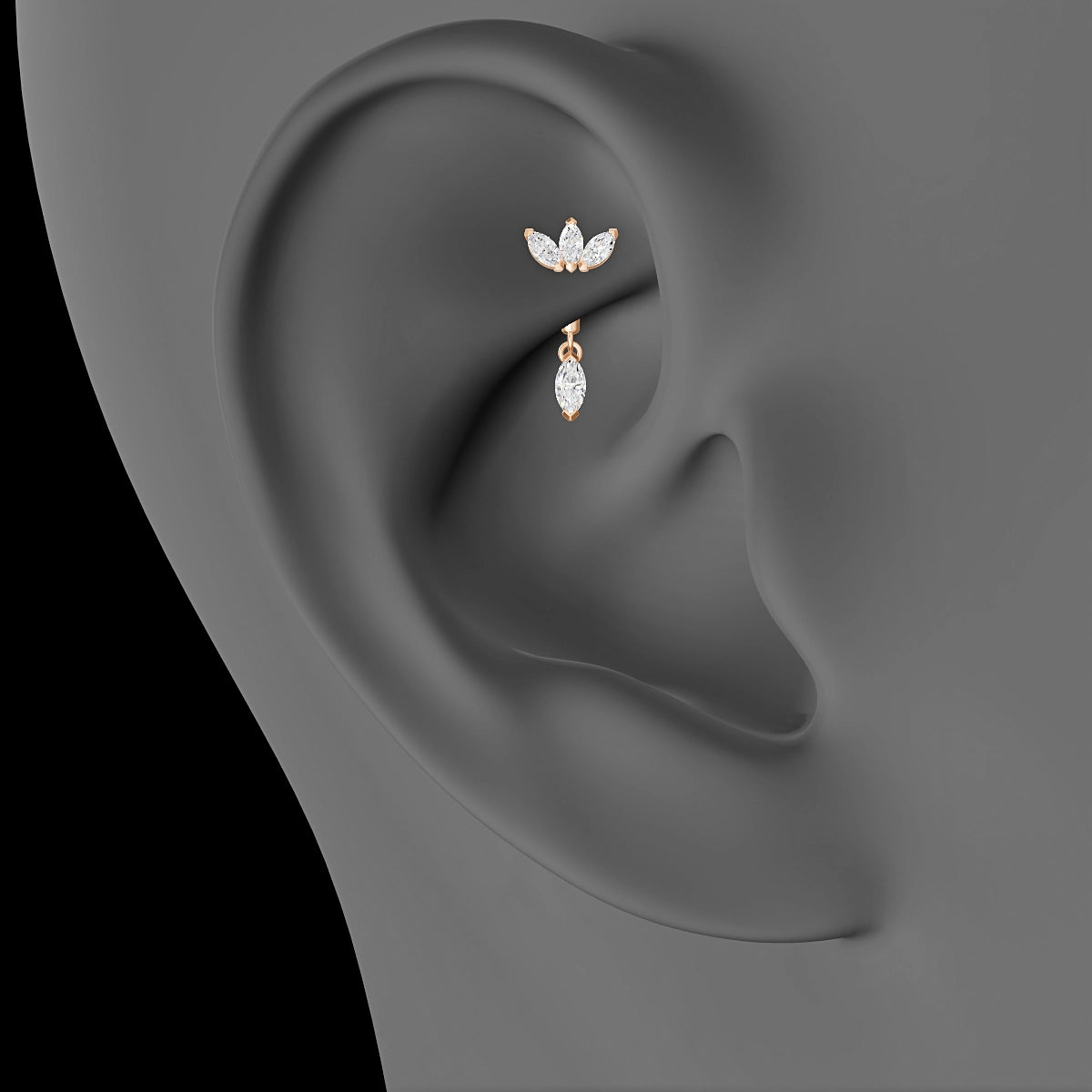 Maia | 18k Rose Gold 6 mm Lotus Diamond Rook Piercing