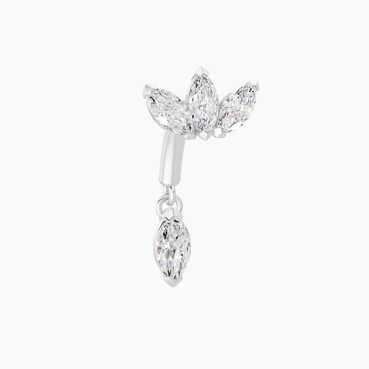 Maia | 18k White Gold 6 mm Lotus Diamond Rook Piercing