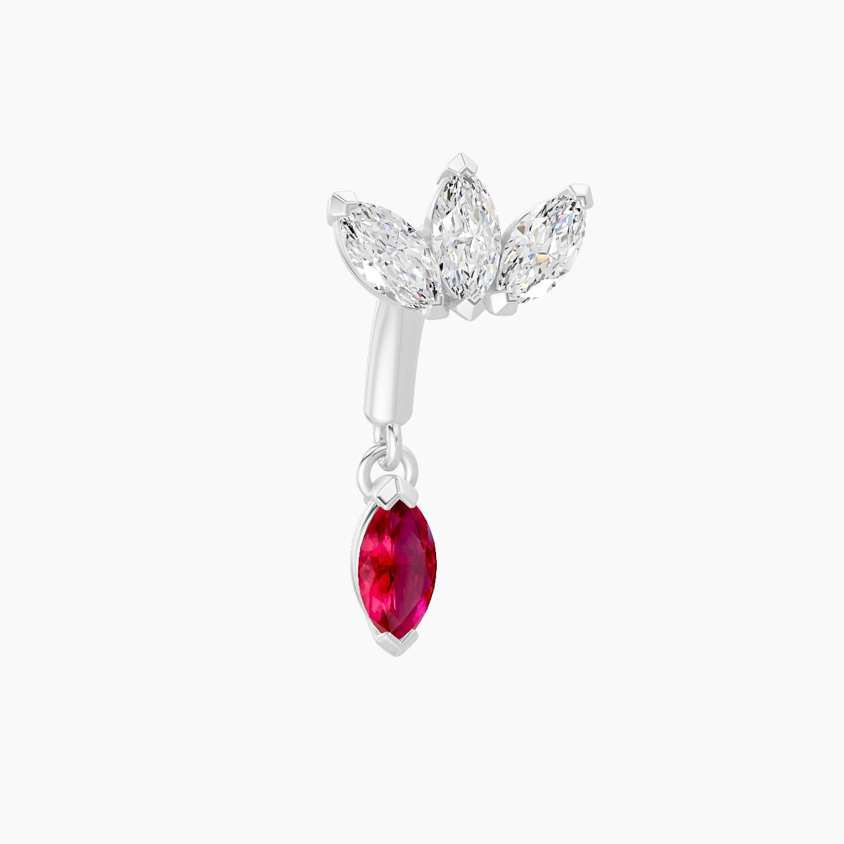 Maia | 18k White Gold 6 mm Lotus Ruby & Diamond Rook Piercing