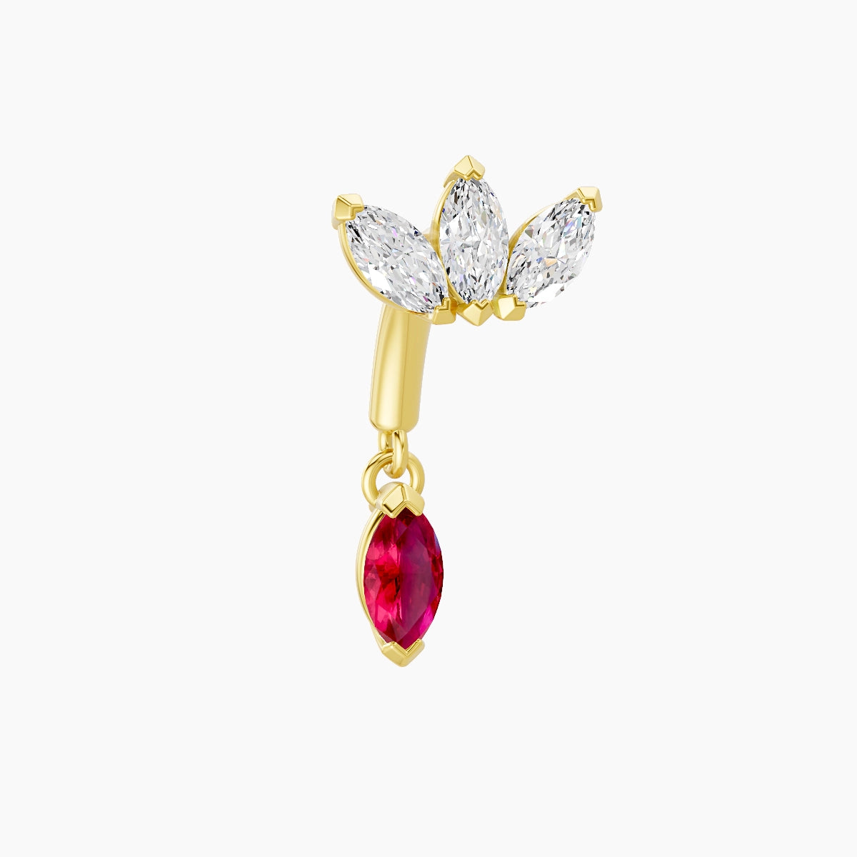 Maia | 18k Yellow Gold 6 mm Lotus Ruby & Diamond Rook Piercing