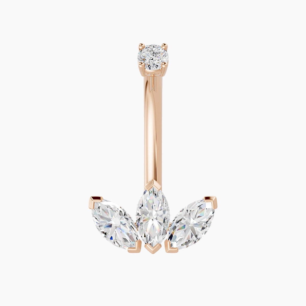Maia | 18k Rose Gold 11.5 mm 10 mm Lotus Diamond Belly Piercing