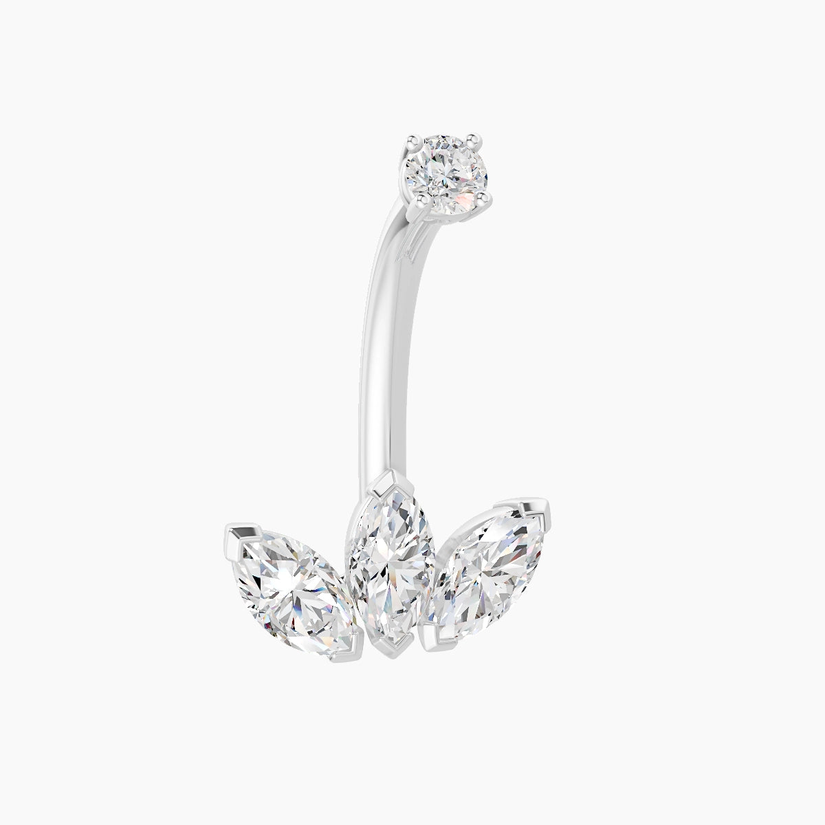 Maia | 18k White Gold 11.5 mm 10 mm Lotus Diamond Belly Piercing