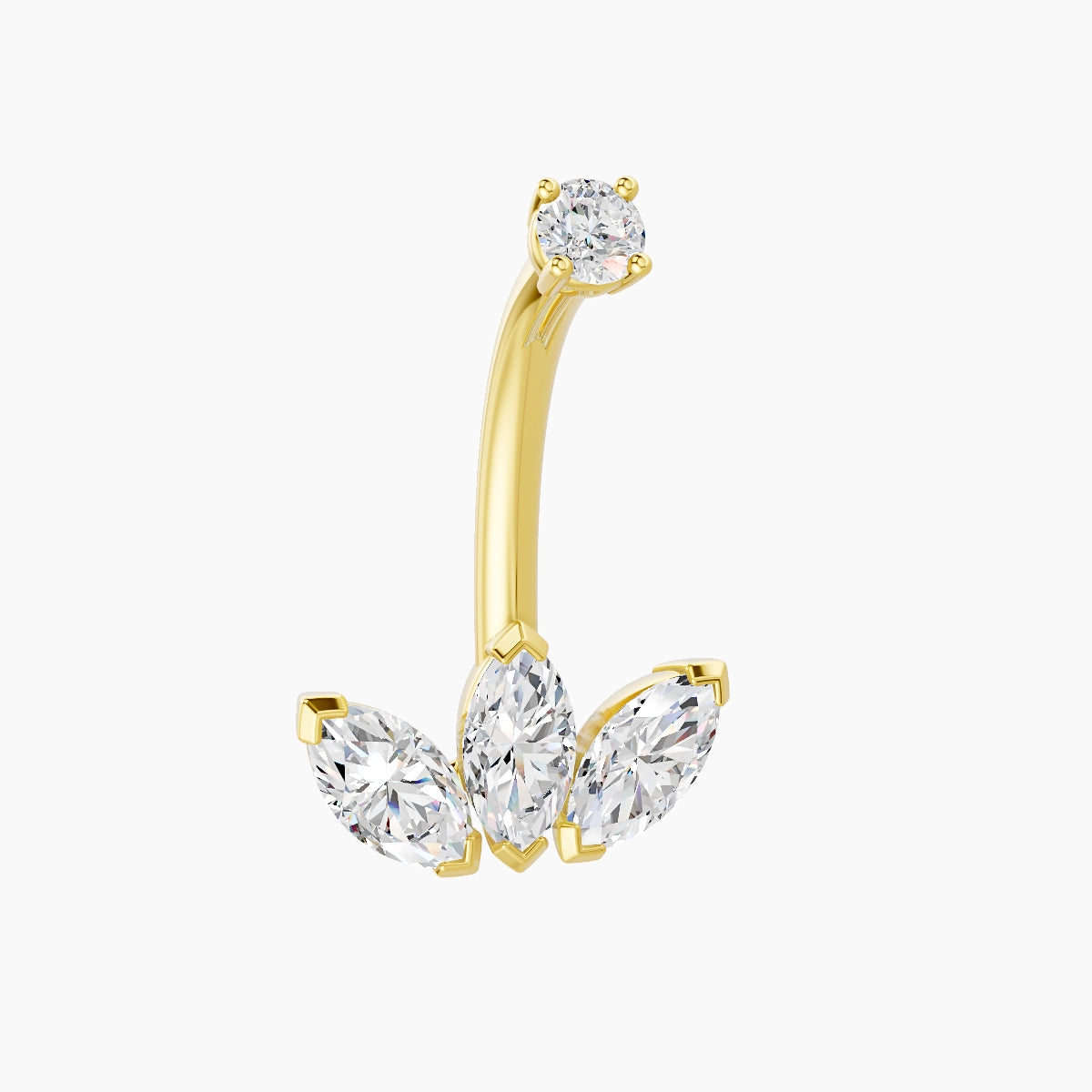 Maia | 18k Yellow Gold 11.5 mm 10 mm Lotus Diamond Belly Piercing