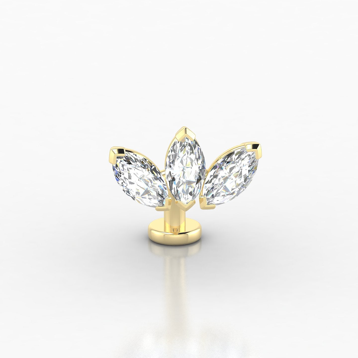 Maia | 18k Yellow Gold 10 mm 11 mm Lotus Diamond Floating Navel Piercing