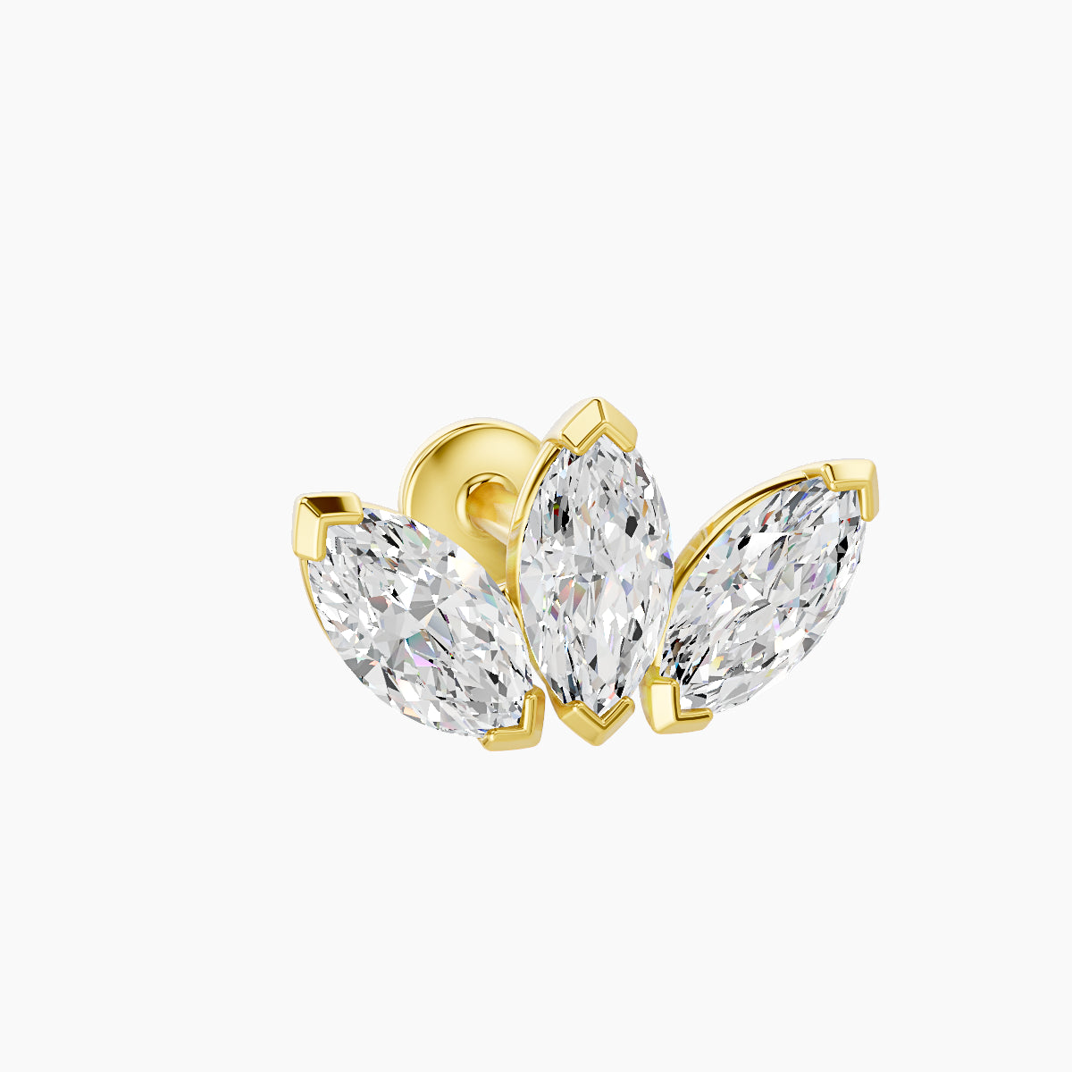 Maia | 18k Yellow Gold 11 mm 5 mm Lotus Diamond Nose Piercing