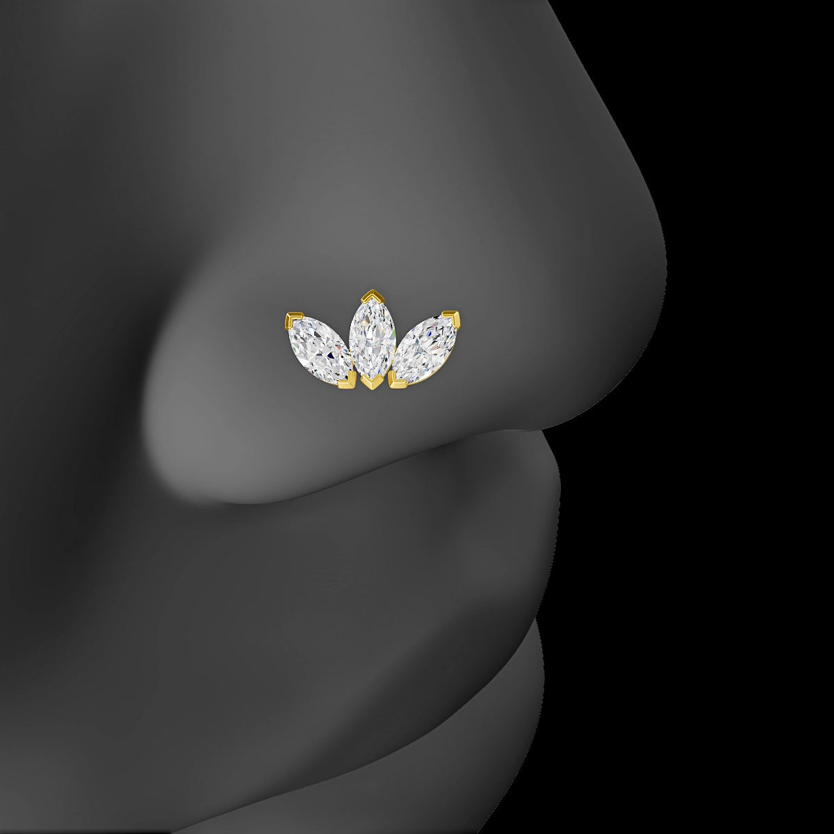Maia | 18k Yellow Gold 11.5 mm 5 mm Lotus Diamond Nose Piercing