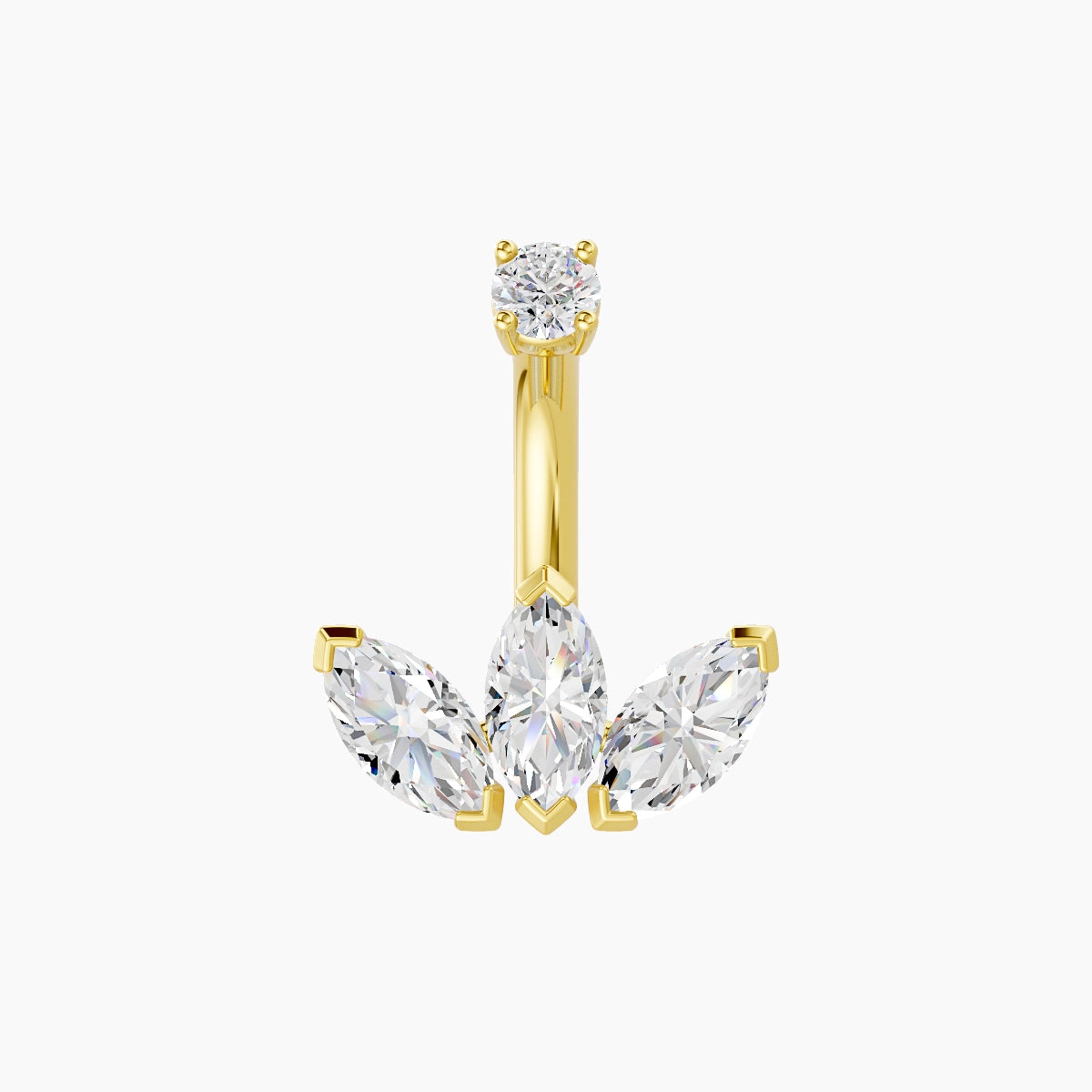 Maia | 18k Yellow Gold 11.5 mm 6 mm Lotus Diamond Belly Piercing