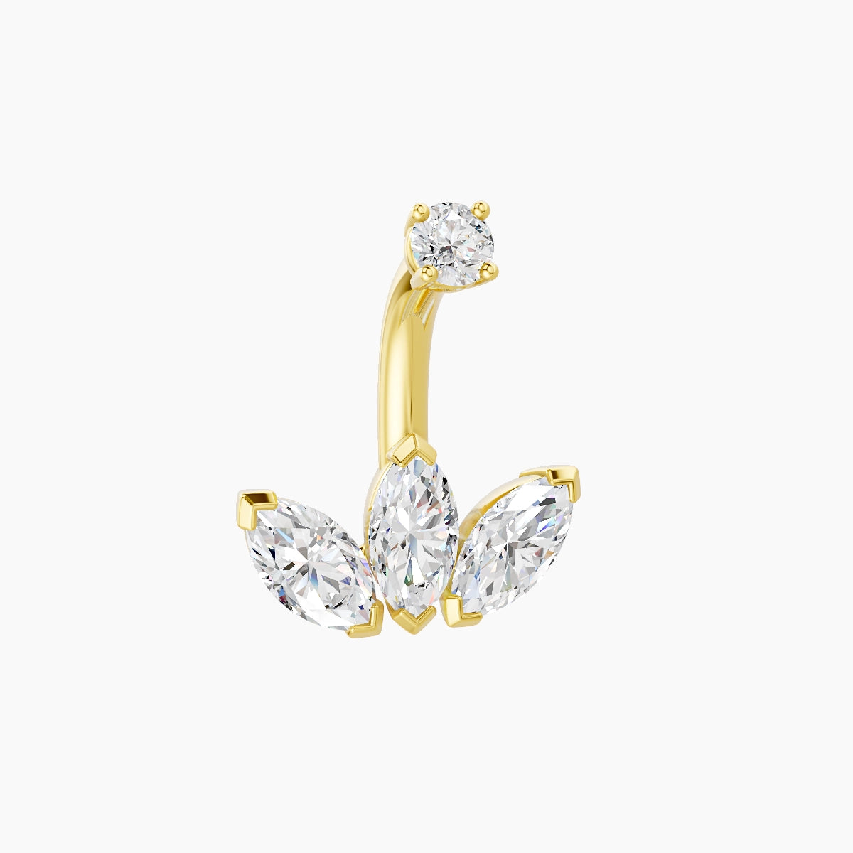 Maia | 18k Yellow Gold 11.5 mm 6 mm Lotus Diamond Belly Piercing