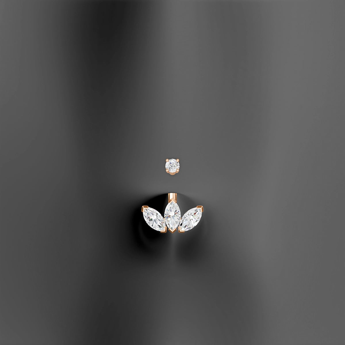 Maia | 18k Rose Gold 11.5 mm 8 mm Lotus Diamond Belly Piercing