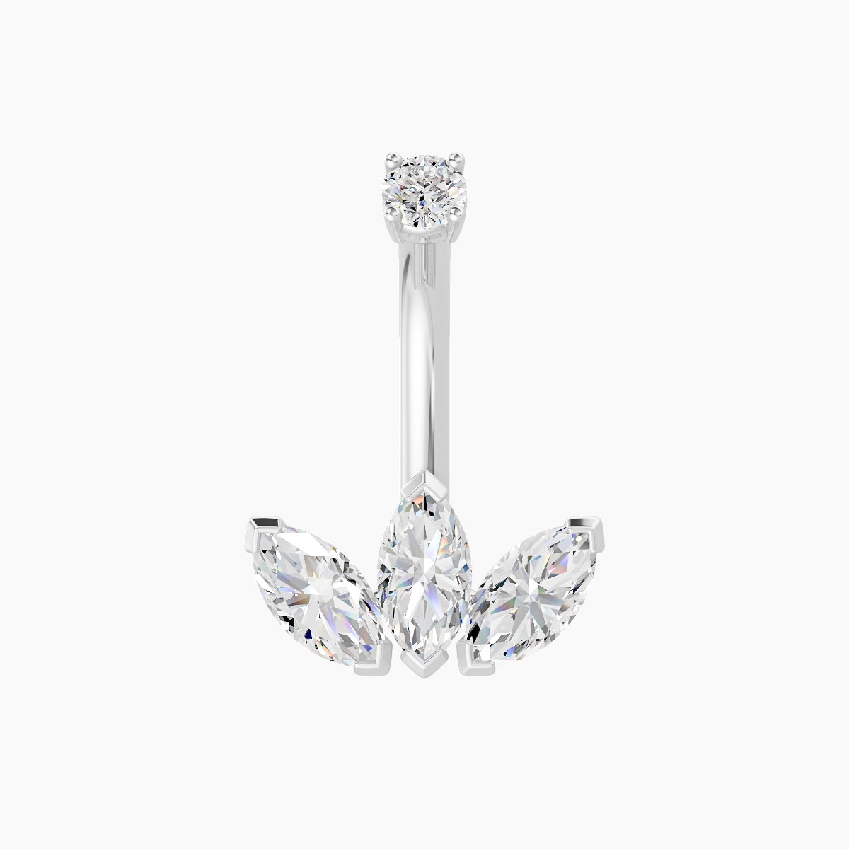 Maia | 18k White Gold 11.5 mm 8 mm Lotus Diamond Belly Piercing