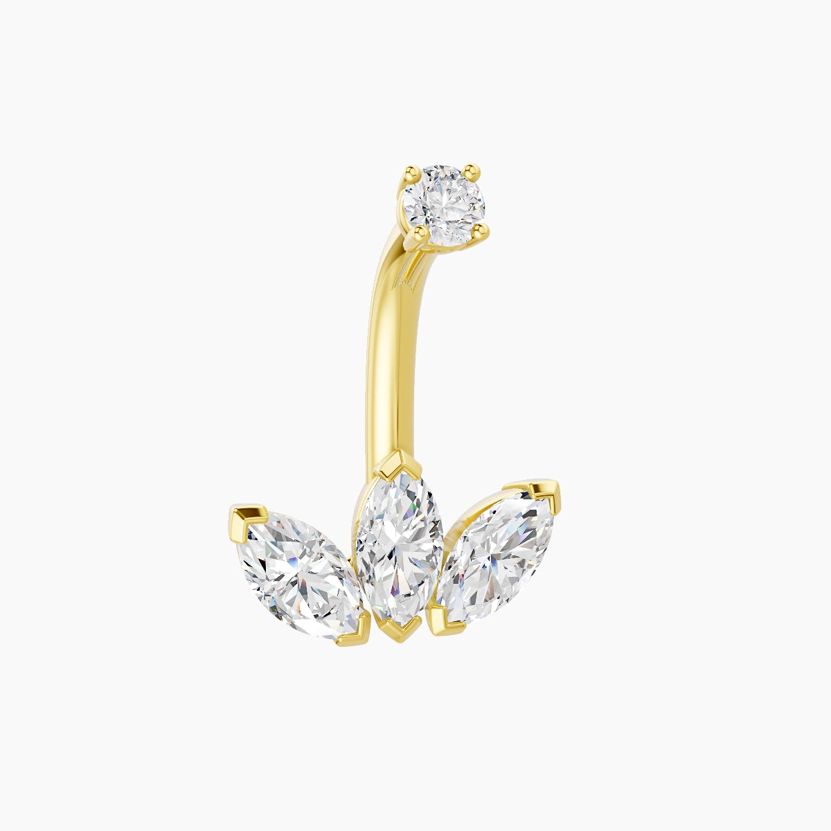Maia | 18k Yellow Gold 11.5 mm 8 mm Lotus Diamond Belly Piercing