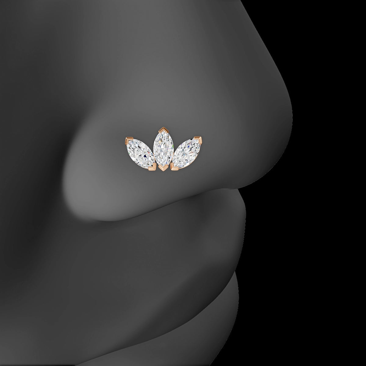 Maia | 18k Rose Gold 11.5 mm 8 mm Lotus Diamond Nose Piercing