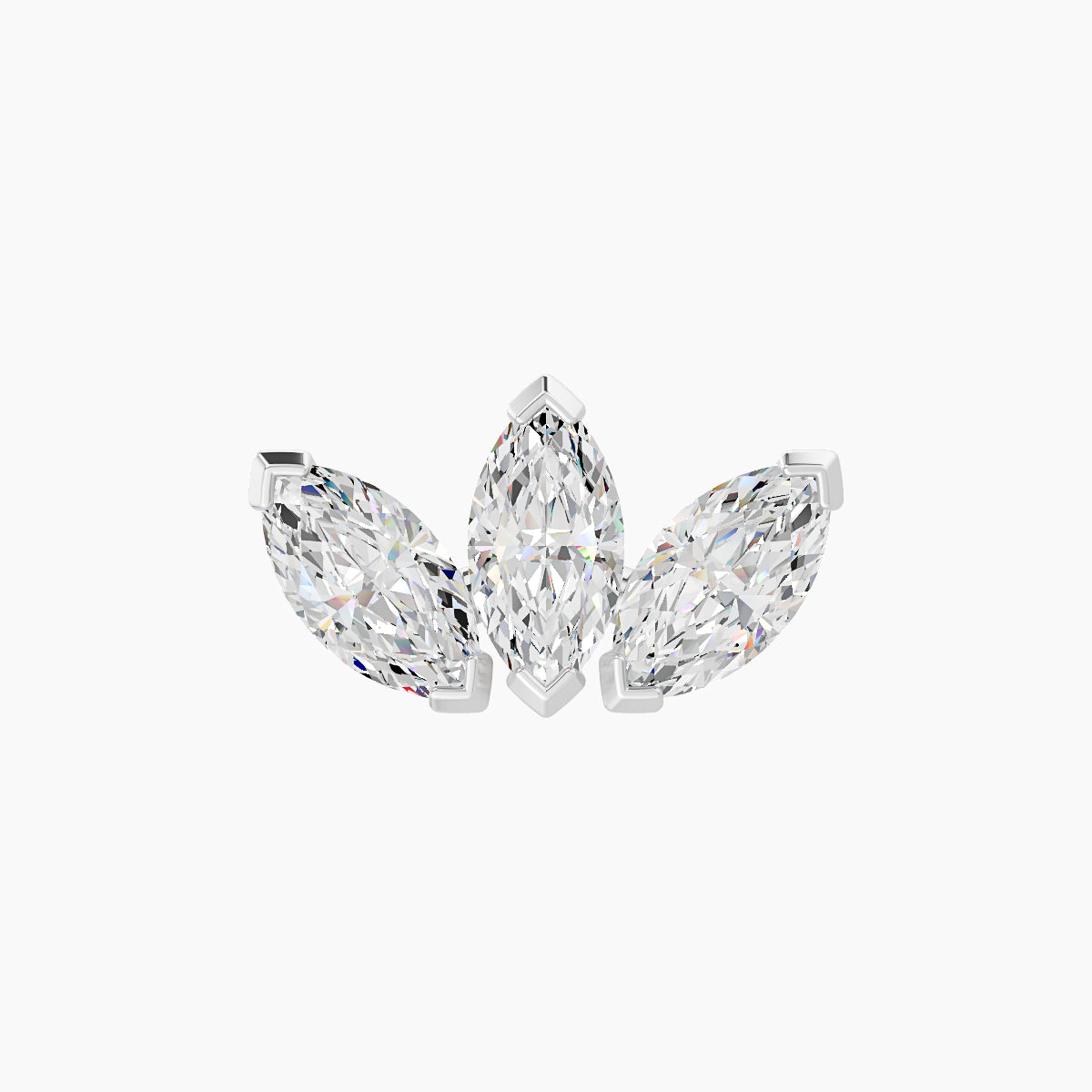 Maia | 18k White Gold 11 mm 8 mm Lotus Diamond Nose Piercing