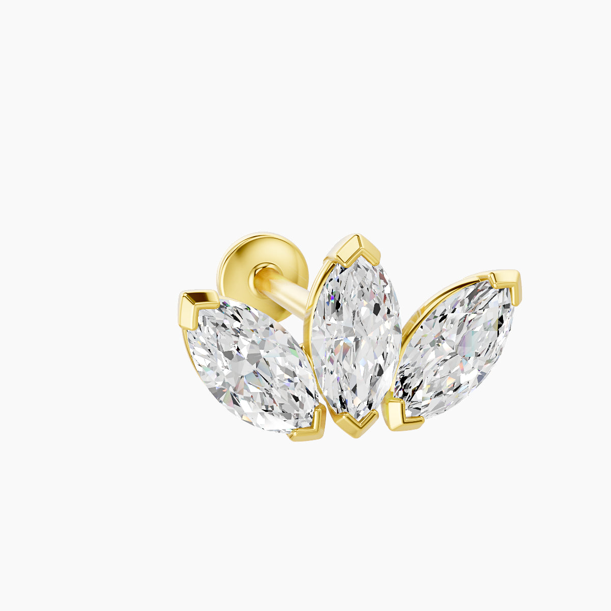 Maia | 18k Yellow Gold 11 mm 8 mm Lotus Diamond Nose Piercing