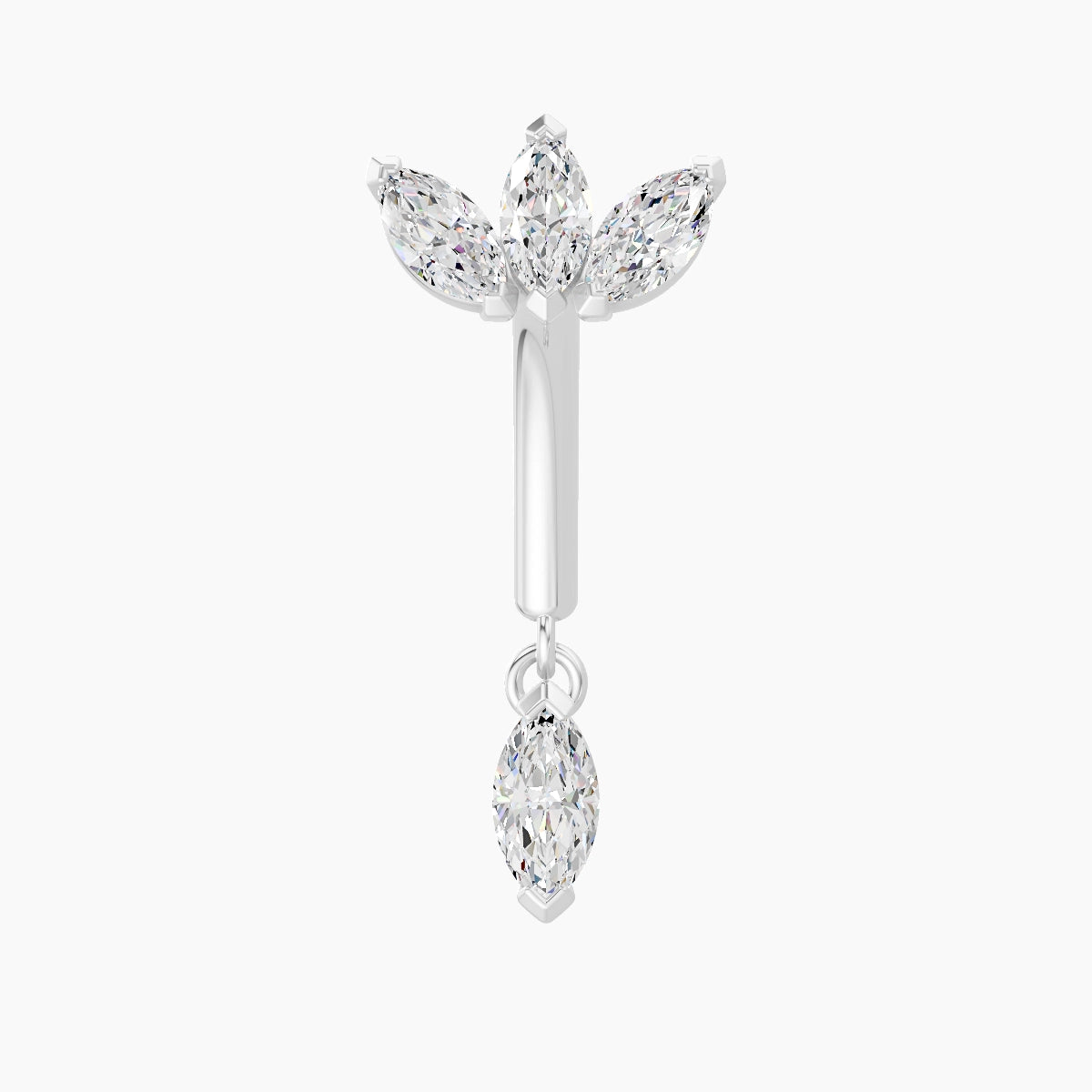 Maia | 18k White Gold 8 mm Lotus Diamond Rook Piercing