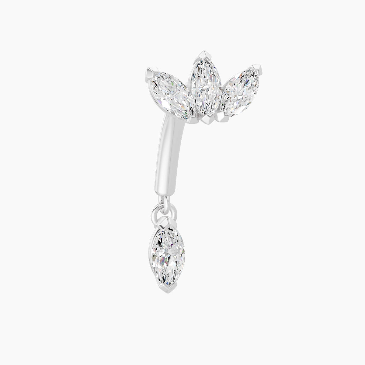 Maia | 18k White Gold 8 mm Lotus Diamond Rook Piercing