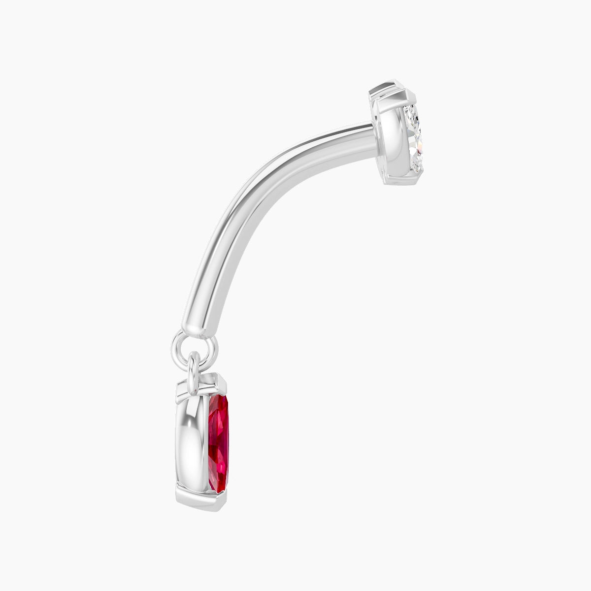 Maia | 18k White Gold 8 mm Lotus Ruby & Diamond Rook Piercing