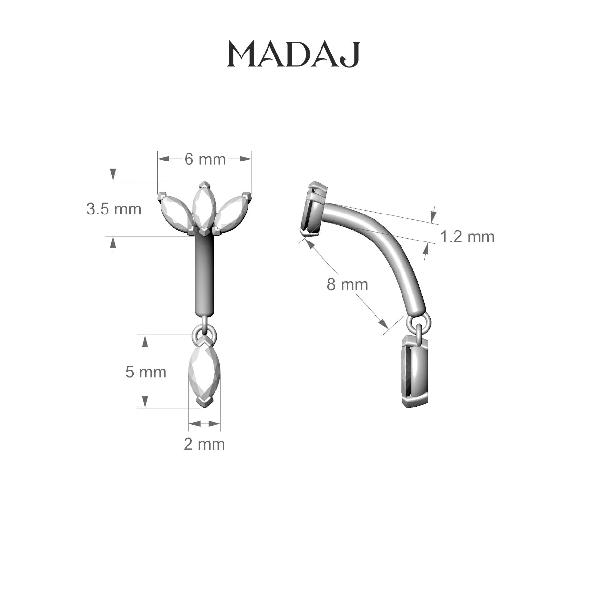 Maia | 18k Rose Gold 8 mm Lotus Diamond Rook Piercing