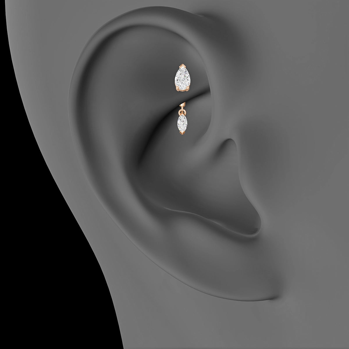 Malo | 18k Rose Gold 6 mm Diamond Rook Piercing