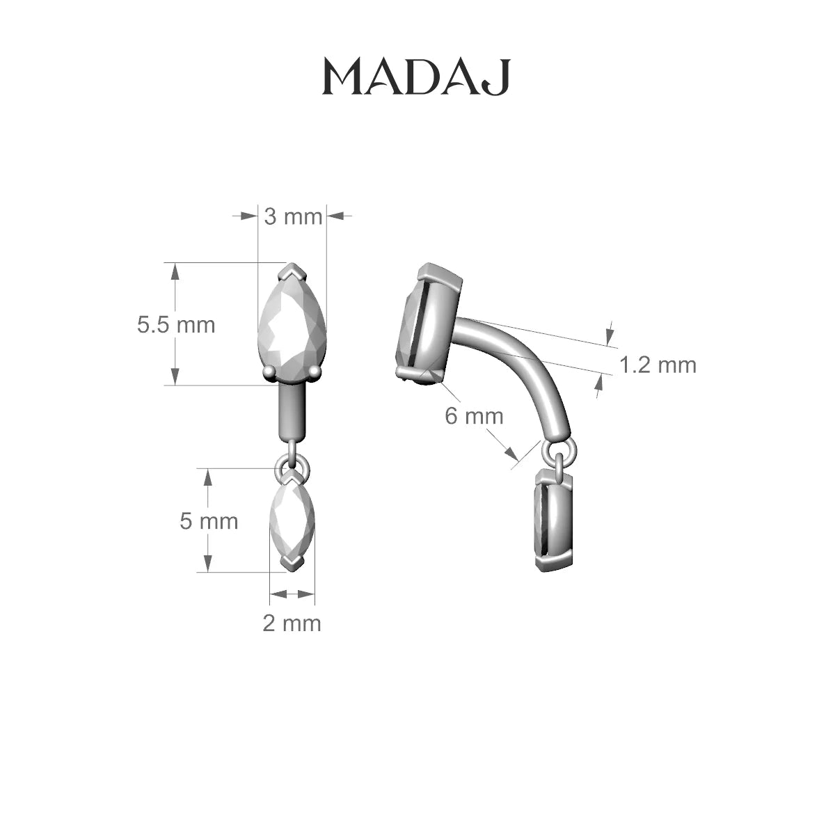 Malo | 18k Rose Gold 6 mm Diamond Rook Piercing