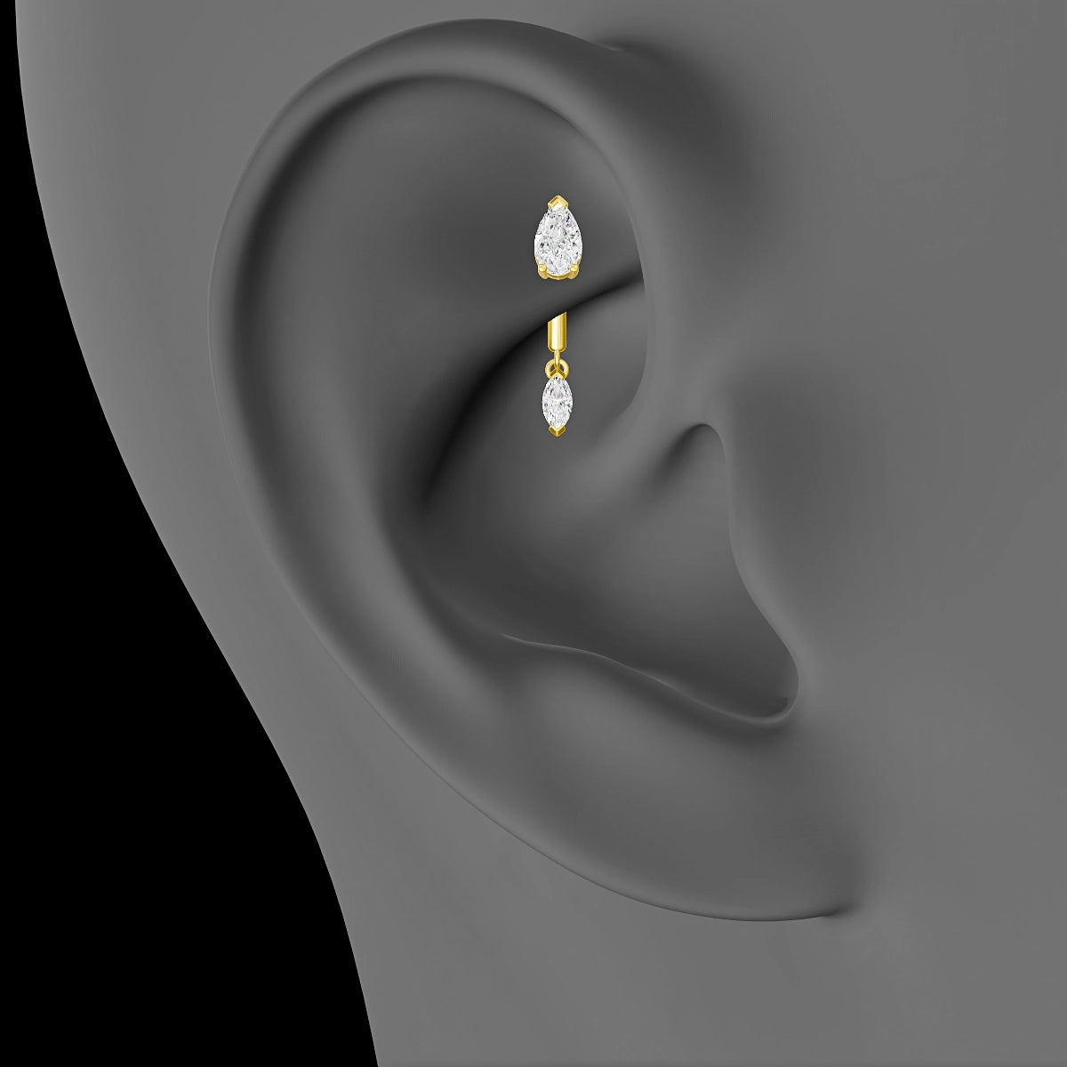 Malo | 18k Yellow Gold 8 mm Diamond Rook Piercing